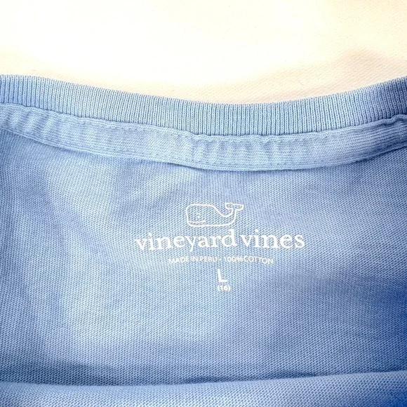 Vineyard Vines T-Shirt Light Blue Kids Large 16 Short Sleeve Pocket Sticker Back - Picture 6 of 9
